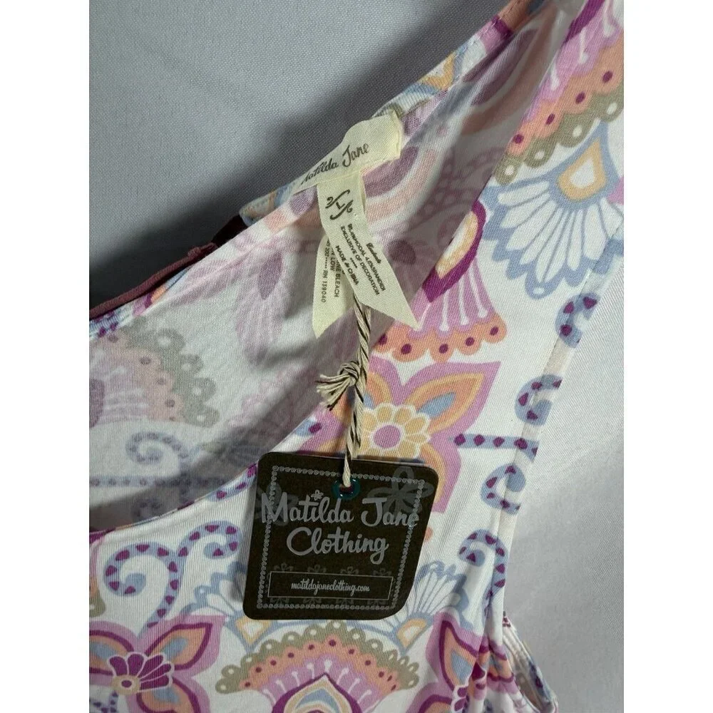 Matilda Jane tiered tank top in a vibrant floral and paisley pattern Size Large